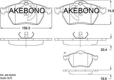 Akebono AN-4005K - Komplet Pločica, disk-kočnica www.molydon.hr