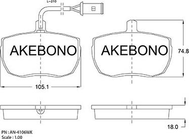 Akebono AN-4106WK - Komplet Pločica, disk-kočnica www.molydon.hr