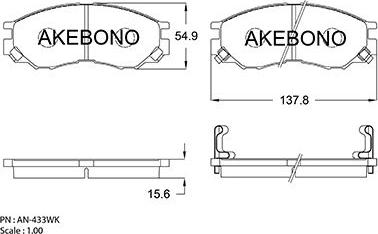 Akebono AN-433WKE - Komplet Pločica, disk-kočnica www.molydon.hr
