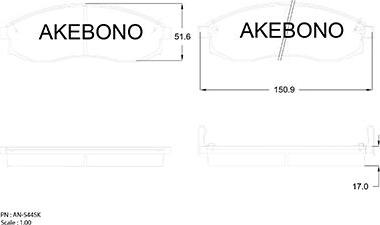 Akebono AN-544SK - Komplet Pločica, disk-kočnica www.molydon.hr