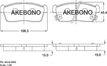 Akebono AN-610WK - Komplet Pločica, disk-kočnica www.molydon.hr