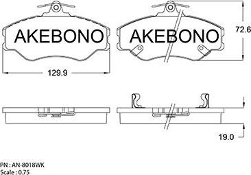 Akebono AN-8018WK - Komplet Pločica, disk-kočnica www.molydon.hr