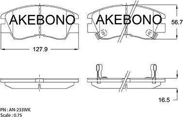 Akebono AN-233WK - Komplet Pločica, disk-kočnica www.molydon.hr
