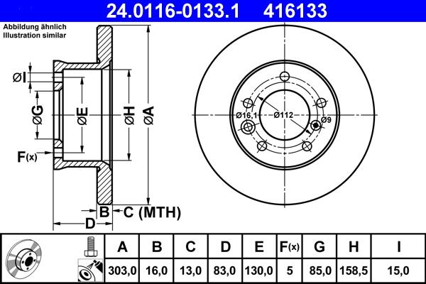 ATE 24.0116-0133.1 - Kočioni disk www.molydon.hr