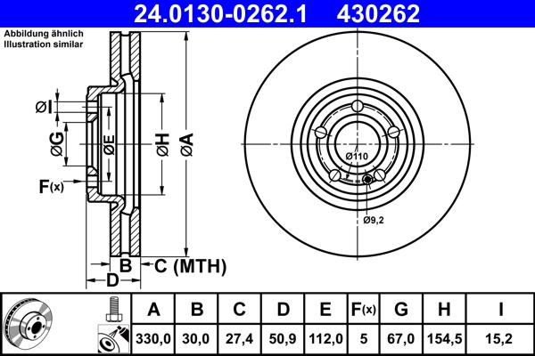 ATE 24.0130-0262.1 - Kočioni disk www.molydon.hr