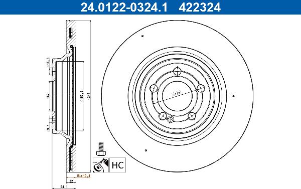 ATE 24.0122-0324.1 - Kočioni disk www.molydon.hr