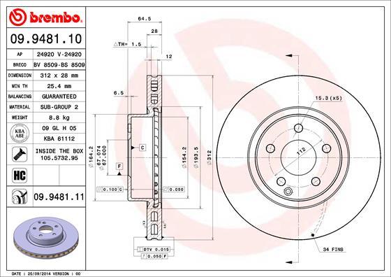 Brembo 09.9481.11 - Kočioni disk www.molydon.hr