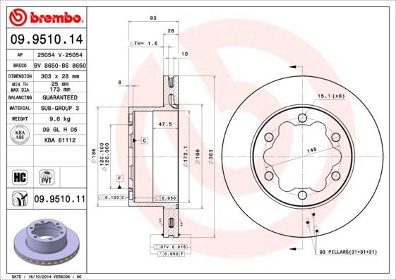 Brembo 09.9510.11 - Kočioni disk www.molydon.hr