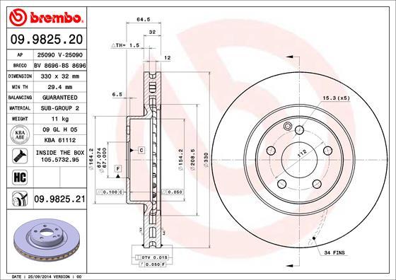 Brembo 09.9825.20 - Kočioni disk www.molydon.hr