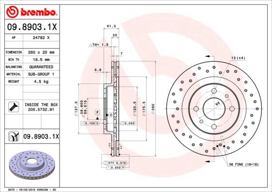 Brembo 09.8903.1X - Kočioni disk www.molydon.hr