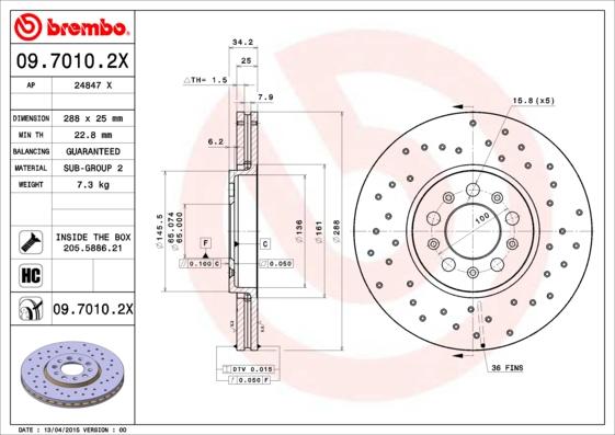 Brembo 09.7010.2X - Kočioni disk www.molydon.hr