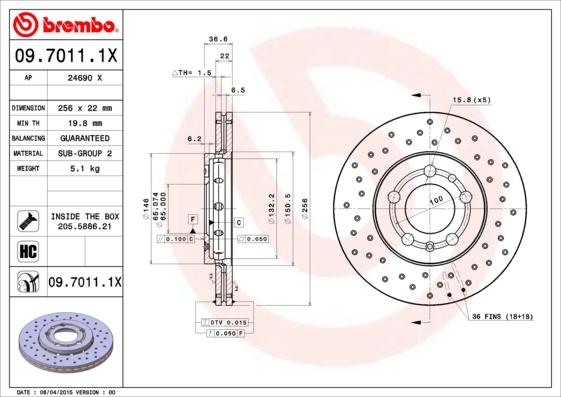 Brembo 09.7011.1X - Kočioni disk www.molydon.hr