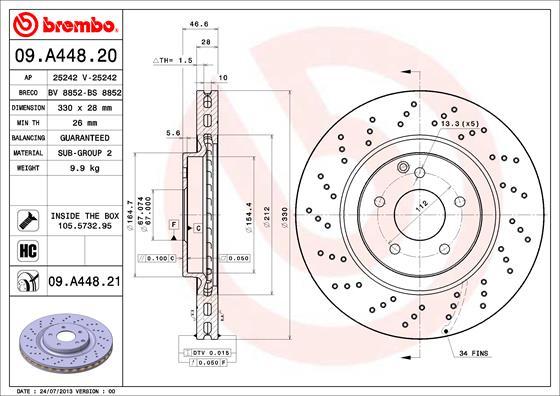 Brembo 09.A448.20 - Kočioni disk www.molydon.hr