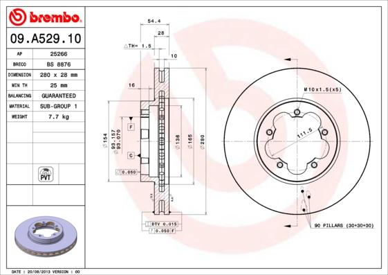 Brembo 09.A529.10 - Kočioni disk www.molydon.hr