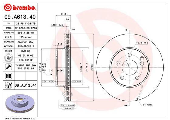 Brembo 09.A613.40 - Kočioni disk www.molydon.hr