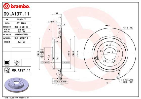 Brembo 09.A197.11 - Kočioni disk www.molydon.hr