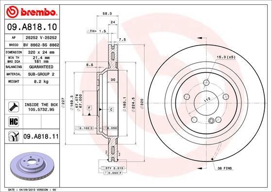 Brembo 09.A818.10 - Kočioni disk www.molydon.hr