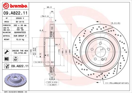 Brembo 09.A822.11 - Kočioni disk www.molydon.hr