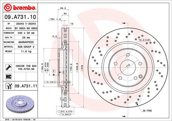 Brembo 09.A731.11 - Kočioni disk www.molydon.hr