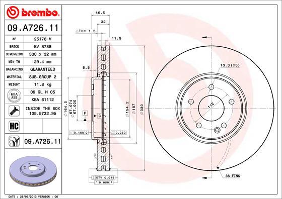 Brembo 09.A726.11 - Kočioni disk www.molydon.hr