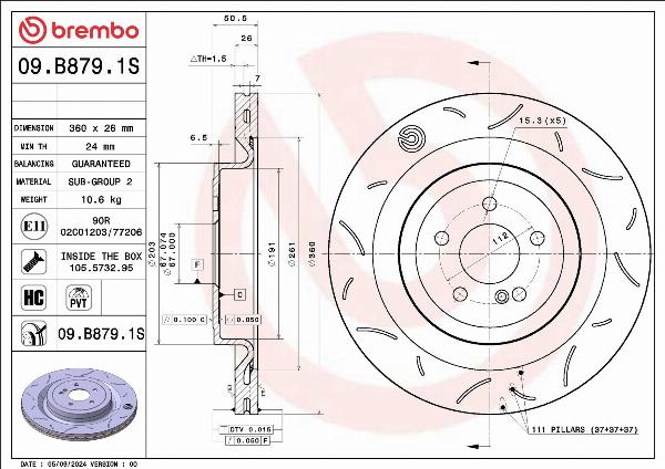 Brembo 09.B879.1S - Kočioni disk www.molydon.hr
