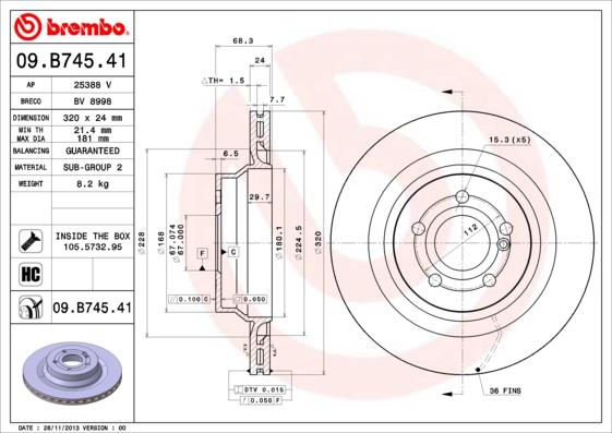 Brembo 09.B745.41 - Kočioni disk www.molydon.hr