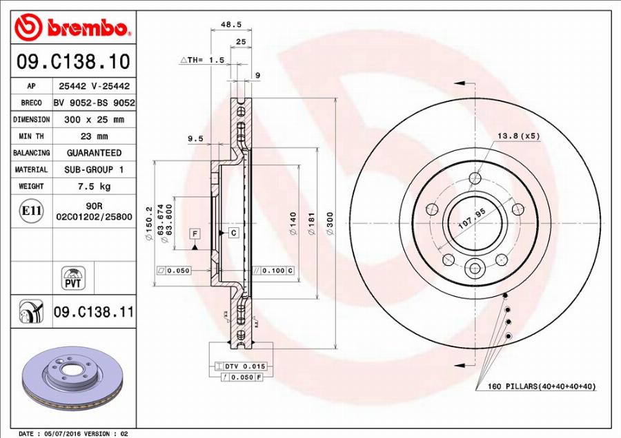 Brembo 09.C138.11 - Kočioni disk www.molydon.hr