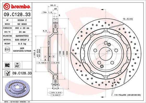 Brembo 09.C128.33 - Kočioni disk www.molydon.hr
