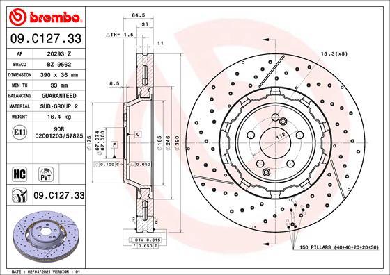 Brembo 09.C127.33 - Kočioni disk www.molydon.hr