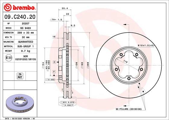 Brembo 09.C240.20 - Kočioni disk www.molydon.hr