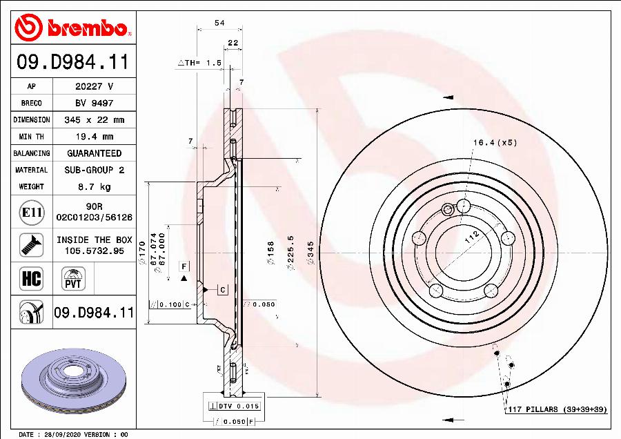 Brembo 09.D984.11 - Kočioni disk www.molydon.hr