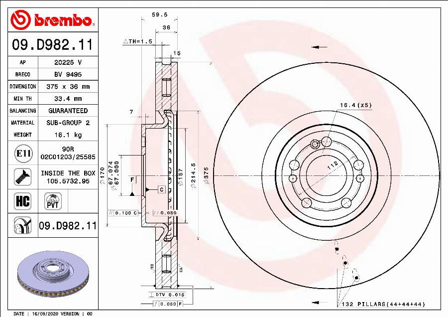 Brembo 09.D982.11 - Kočioni disk www.molydon.hr