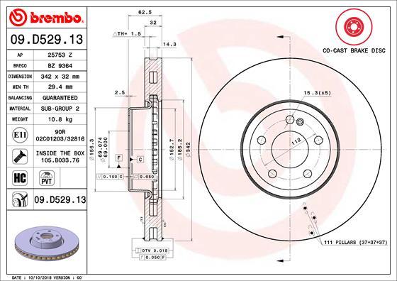 Brembo 09.D529.13 - Kočioni disk www.molydon.hr