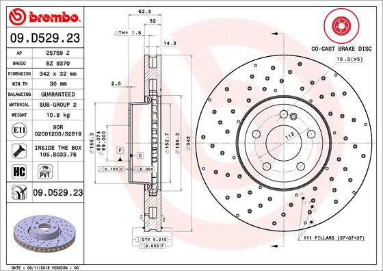 Brembo 09.D529.23 - Kočioni disk www.molydon.hr