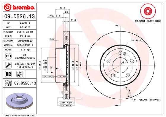 Brembo 09.D526.13 - Kočioni disk www.molydon.hr