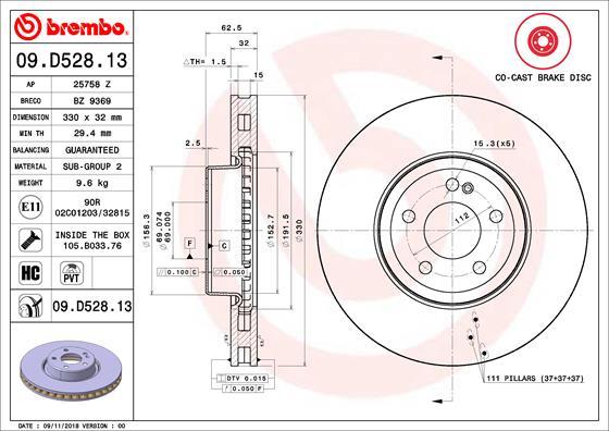 Brembo 09.D528.13 - Kočioni disk www.molydon.hr