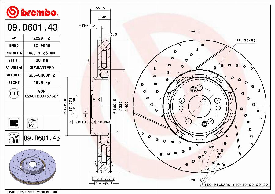 Brembo 09.D601.43 - Kočioni disk www.molydon.hr