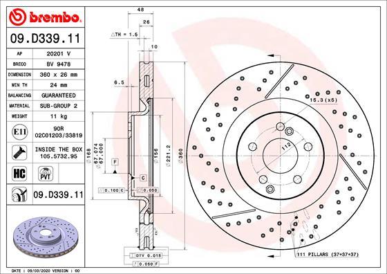 Brembo 09.D339.11 - Kočioni disk www.molydon.hr