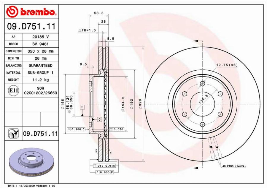 Brembo 09.D751.11 - Kočioni disk www.molydon.hr