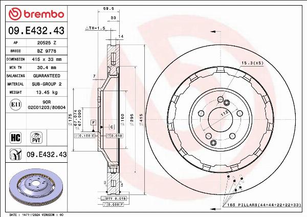 Brembo 09.E432.43 - Kočioni disk www.molydon.hr