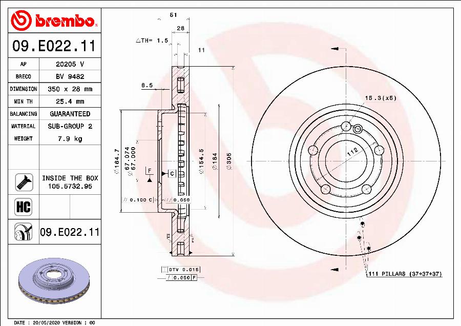 Brembo 09.E022.11 - Kočioni disk www.molydon.hr