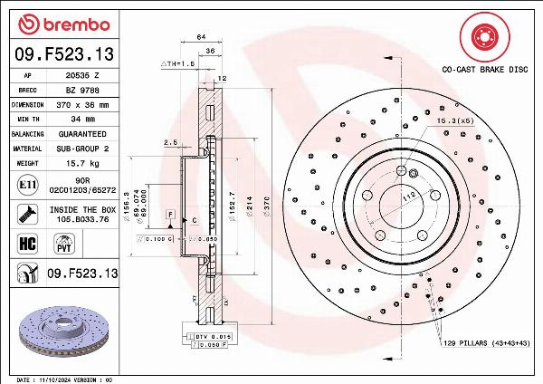 Brembo 09.F523.13 - Kočioni disk www.molydon.hr