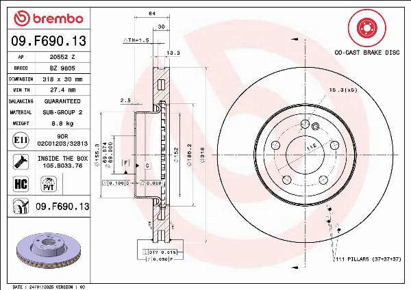 Brembo 09.F690.13 - Kočioni disk www.molydon.hr
