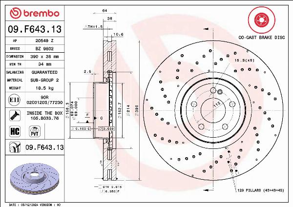Brembo 09.F643.13 - Kočioni disk www.molydon.hr