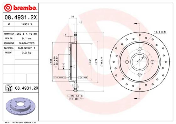 Brembo 08.4931.2X - Kočioni disk www.molydon.hr