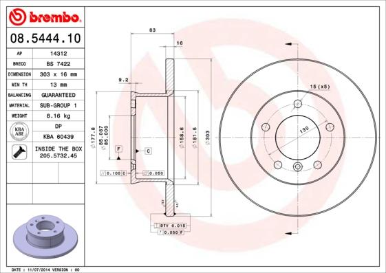 Brembo 08.5444.10 - Kočioni disk www.molydon.hr