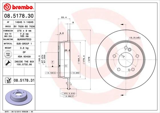 Brembo 08.5178.30 - Kočioni disk www.molydon.hr