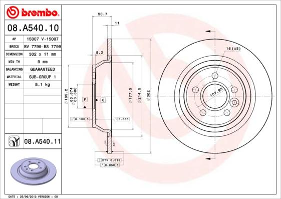Brembo 08.A540.10 - Kočioni disk www.molydon.hr