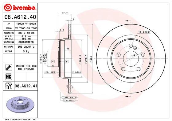 Brembo 08.A612.40 - Kočioni disk www.molydon.hr