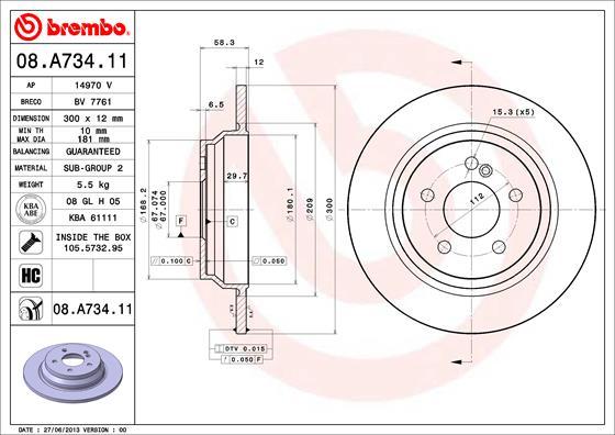 Brembo 08.A734.11 - Kočioni disk www.molydon.hr